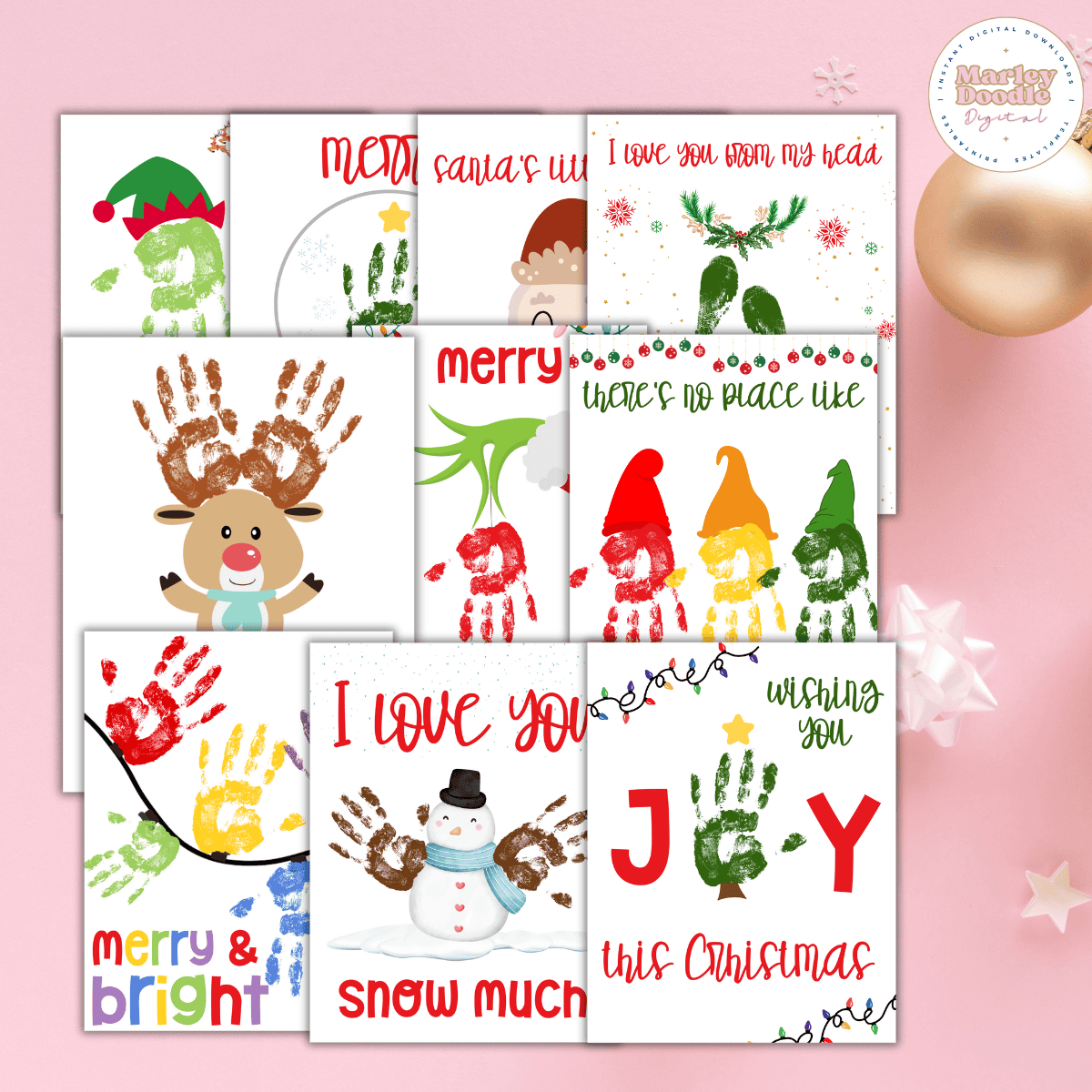 10 cutest kids christmas handprint art printables (free) - marley